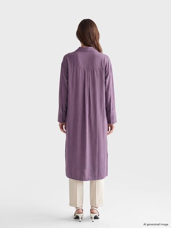LCW Modest Mor Oversize Modal Karışımlı Kadın Gömlek Tunik