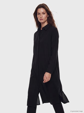LCW Modest Siyah Kadın Gömlek Tunik