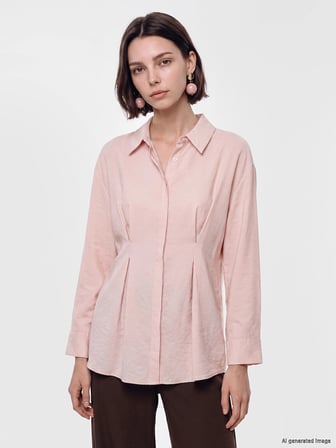 LCW Modest Pembe Modal Karışımlı Pileli Kadın Gömlek Tunik