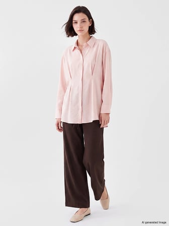 LCW Modest Pembe Modal Karışımlı Pileli Kadın Gömlek Tunik