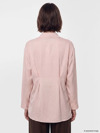 LCW Modest Pembe Modal Karışımlı Pileli Kadın Gömlek Tunik