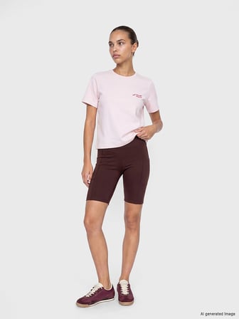 KOOR SPORT Mürdüm Beli Lastikli Kadın Spor Şort Tayt
