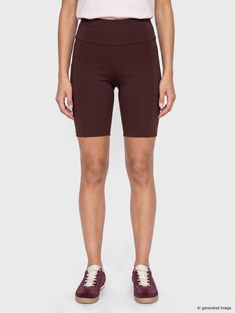 KOOR SPORT Mürdüm Beli Lastikli Kadın Spor Şort Tayt