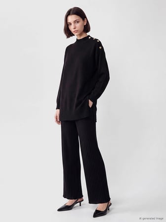 LCW Modest Siyah Yarım Balıkçı Yaka Kadın Triko Tunik