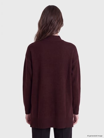 LCW Modest Bordo Yarım Balıkçı Yaka Kadın Triko Tunik