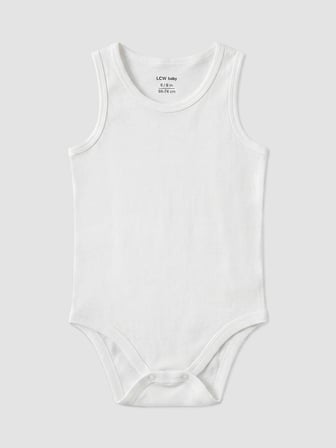 LCW baby Beyaz Bisiklet Yaka Erkek Bebek Çıtçıtlı Body