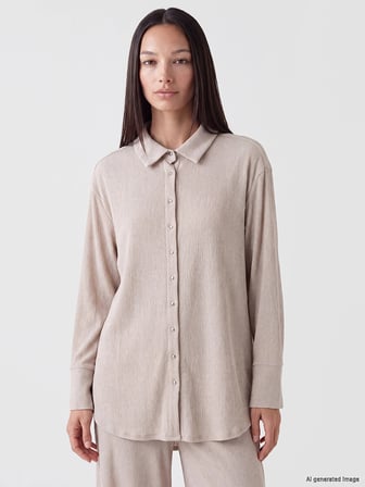 LCW EVERYDAY Gri Modal Karışımlı Oversize Kadın Gömlek Tunik