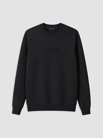 SOUTHBLUE Siyah Bisiklet Yaka Nakışlı Erkek Kalın Sweatshirt