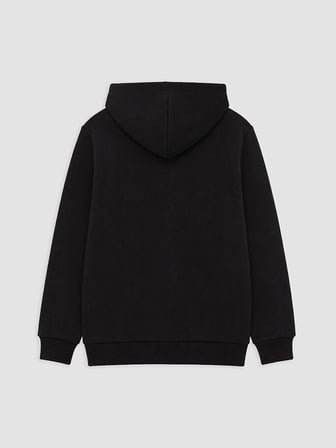 LCW Kids Siyah Kapüşonlu Kalın Erkek Çocuk Fermuarlı Sweatshirt