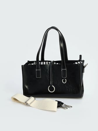 LCW ACCESSORIES Siyah Deri Görünümlü Kadın Omuz Çantası