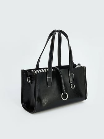 LCW ACCESSORIES Siyah Deri Görünümlü Kadın Omuz Çantası