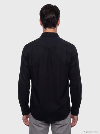 LCWAIKIKI Classic Siyah Regular Fit Keten Karışımlı Erkek Gömlek