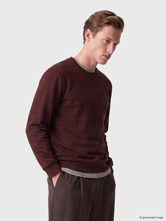 SOUTHBLUE Bordo Bisiklet Yaka Nakışlı Erkek Kalın Sweatshirt