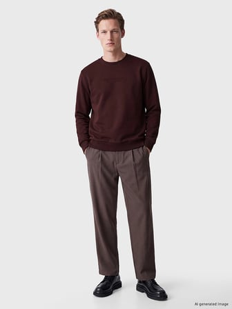 SOUTHBLUE Bordo Bisiklet Yaka Nakışlı Erkek Kalın Sweatshirt