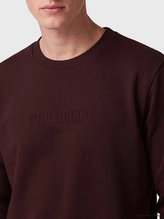 SOUTHBLUE Bordo Bisiklet Yaka Nakışlı Erkek Kalın Sweatshirt