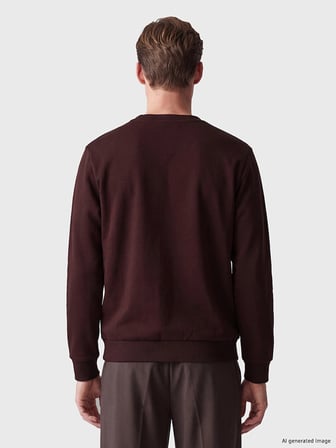 SOUTHBLUE Bordo Bisiklet Yaka Nakışlı Erkek Kalın Sweatshirt