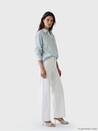 LCW Modest Yeşil Çizgili Oversize Poplin Kadın Gömlek Tunik