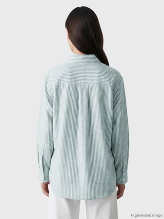 LCW Modest Yeşil Çizgili Oversize Poplin Kadın Gömlek Tunik