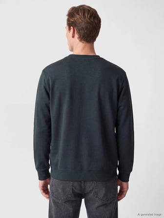 SOUTHBLUE Lacivert Bisiklet Yaka Nakışlı Erkek Kalın Sweatshirt