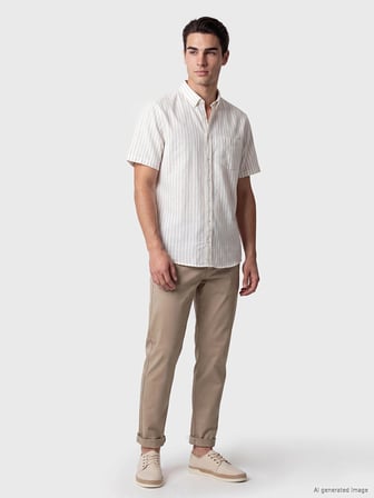 LCWAIKIKI Classic Sarı Regular Fit Çizgili Poplin Erkek Gömlek