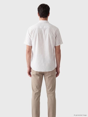 LCWAIKIKI Classic Sarı Regular Fit Çizgili Poplin Erkek Gömlek