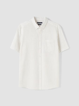 LCWAIKIKI Classic Sarı Regular Fit Çizgili Poplin Erkek Gömlek