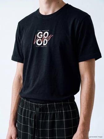 LC WAIKIKI Siyah Baskılı Erkek Şortlu Pijama Takımı