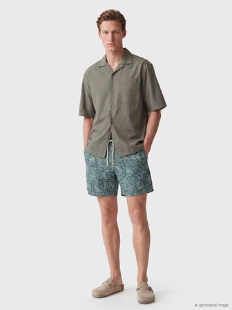 LCW SWIMWEAR Yeşil Kısa Boy Desenli Erkek Deniz Şortu