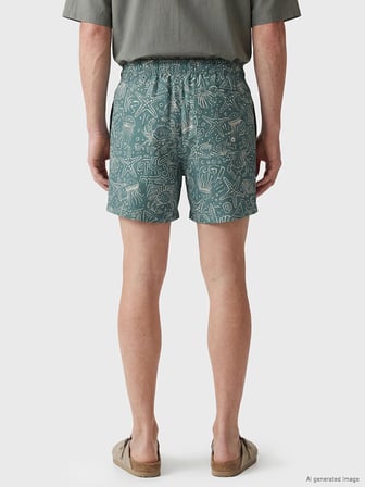 LCW SWIMWEAR Yeşil Kısa Boy Desenli Erkek Deniz Şortu