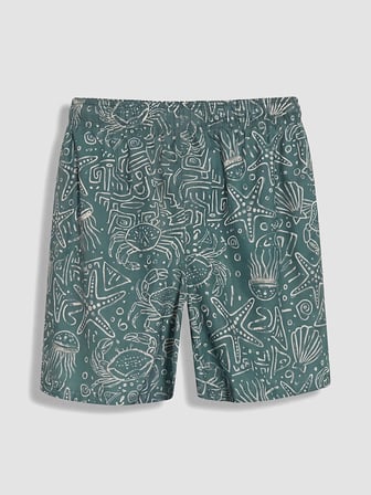 LCW SWIMWEAR Yeşil Kısa Boy Desenli Erkek Deniz Şortu
