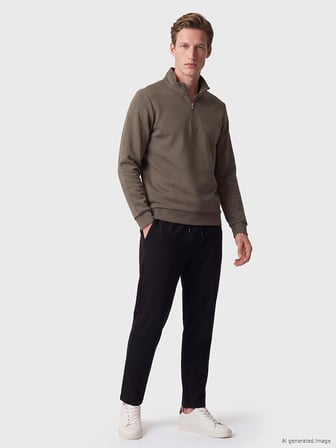 SOUTHBLUE Haki Dik Yaka Erkek Sweatshirt