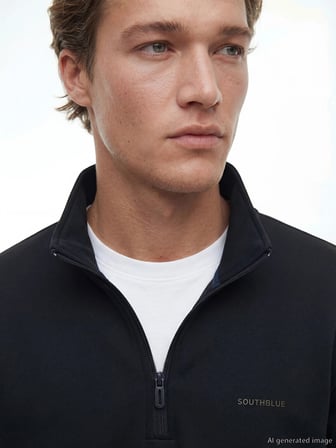 SOUTHBLUE Siyah Dik Yaka Erkek Sweatshirt