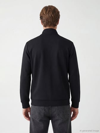 SOUTHBLUE Siyah Dik Yaka Erkek Sweatshirt