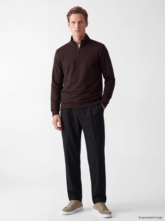 SOUTHBLUE Kahverengi Dik Yaka Erkek Sweatshirt