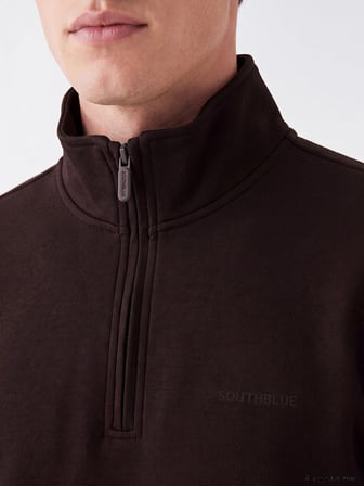 SOUTHBLUE Kahverengi Dik Yaka Erkek Sweatshirt
