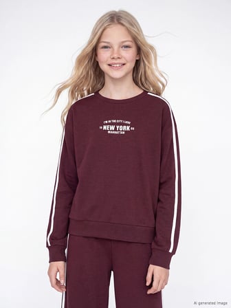 LCW Kids Mürdüm New York Baskılı Kız Çocuk Soft Touch Eşofman Takım