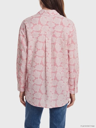 LCW Modest Pembe Desenli Oversize Kadın Gömlek Tunik