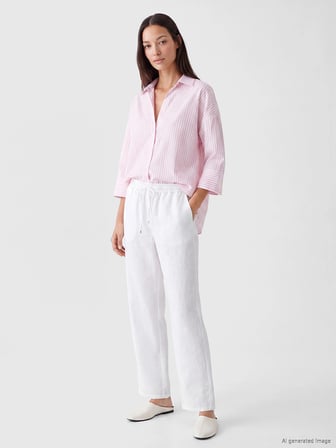 LCW EVERYDAY Pembe Çizgili Oversize Poplin Kadın Gömlek