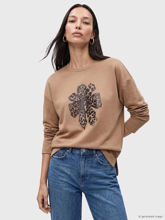 LCW EVERYDAY Kahverengi Çiçekli Oversize Soft Touch Kadın Tunik