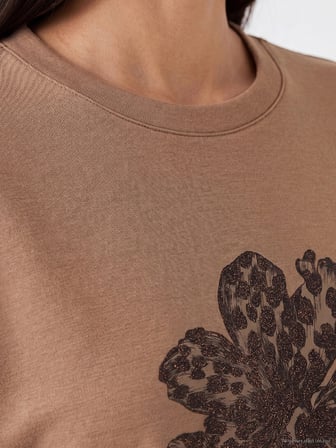 LCW EVERYDAY Kahverengi Çiçekli Oversize Soft Touch Kadın Tunik