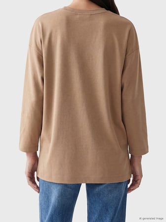 LCW EVERYDAY Kahverengi Çiçekli Oversize Soft Touch Kadın Tunik