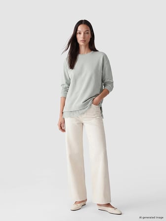 LCW EVERYDAY Gri Dantel Detaylı Soft Touch Kadın Sweatshirt Tunik