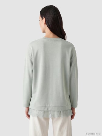 LCW EVERYDAY Gri Dantel Detaylı Soft Touch Kadın Sweatshirt Tunik