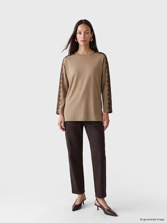 LCW EVERYDAY Kahverengi Dantel Detaylı Soft Touch Kadın Tunik