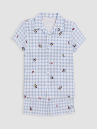 LCW Kids Mavi Gömlek Yaka Erkek Çocuk Şortlu Pijama Takımı