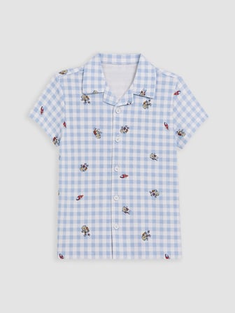 LCW Kids Mavi Gömlek Yaka Erkek Çocuk Şortlu Pijama Takımı