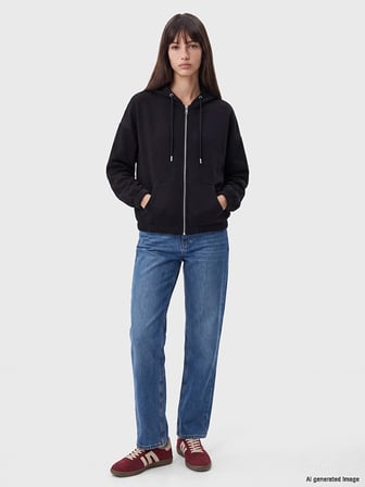 XSIDE Siyah Soft Touch Kadın Fermuarlı Sweatshirt