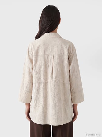 LCW STUDIO Bej Dokulu Oversize Kadın Gömlek Tunik