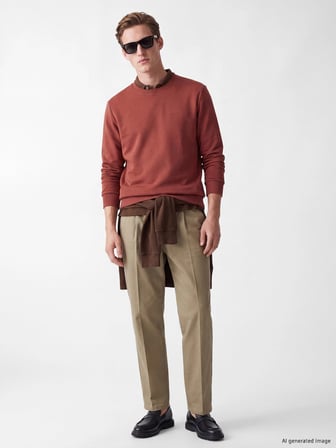 SOUTHBLUE Kahverengi Bisiklet Yaka Erkek Sweatshirt