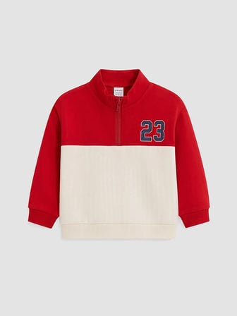 LCW baby Kırmızı Renk Bloklu Erkek Bebek Sweatshirt ve Eşofman Altı